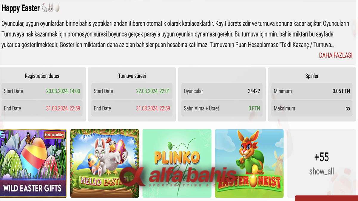 Alfabahis Happy Easter Turnuvası